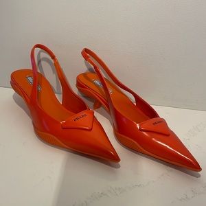 Prada leather slingback pumps
